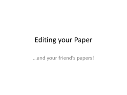 Editing your Paper