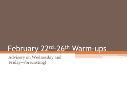 February 22rd-26th Warm-ups