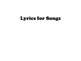 Lyrics for Songs - King's Court Ministries