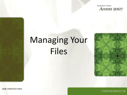 Managing Your Files