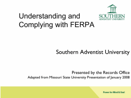 FERPA Training Workshop - Southern Adventist University