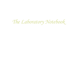 The Laboratory Notebook