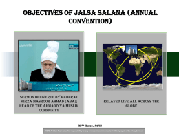 Objectives of Jalsa Salana (Annual Convention)