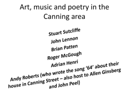 Art, music and poetry in the Canning area