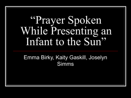Prayer Spoken While Presenting an Infant to the Sun”