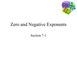 Zero and Negative Exponents