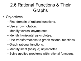 2.6 Rational Functions & Their Graphs