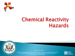 Chemical Reactivity Hazards - CSP