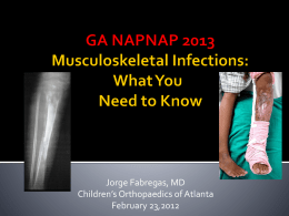 GA NAPNAP 2013 Musculoskeletal Infections: What You Need