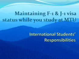Responsibility of the International Student