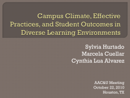 Campus climate, effective practices, and student outcomes