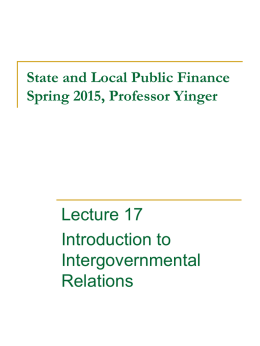 State and Local Public Finance Spring 2006, Professor Yinger