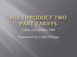 Multiproduct two part tariffs