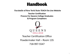 Handbook New York State On-Line Teacher Certification Process