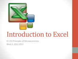 Introduction to Excel