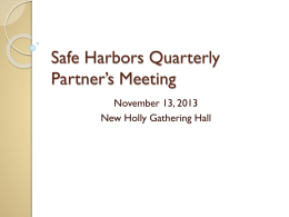 Safe Harbors Partners Meeting powerpoint 08_21_13