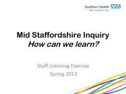 Mid Staffordshire Inquiry - Southern Health NHS Foundation