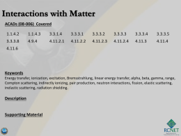 Radiation’s Interaction with Matter