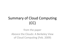 Summary of Cloud Computing