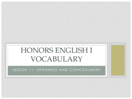 Honors English I Vocabulary