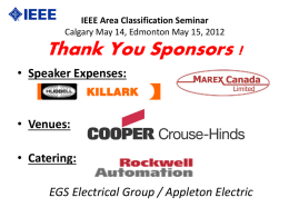 IEEE Area Classification Seminar Calgary May 14