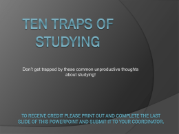 Ten Traps to Studying