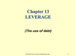 CHAPTER 13 LECTURE: LEVERAGE.