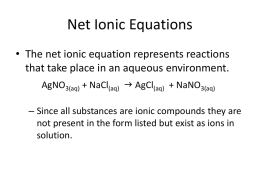 Net Ionic Equations - Santa Susana High School