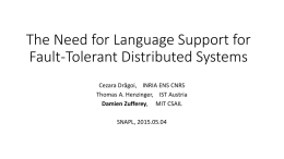 The Need for Language Support for Fault