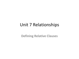 Unit 7 Relationships