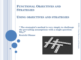 Functional Objectives and Strategies
