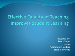 Effective Quality of Teaching Improves Student Teaching