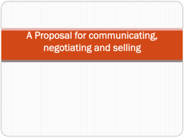 A Proposal for communicating, negotiating and selling
