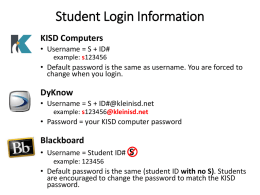 Klein High School Passwords