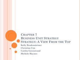 Chapter 7 Business Unit Strategy Strategy: A View From the Top