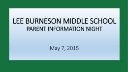 LEE BURNESON MIDDLE SCHOOL PARENT INFORMATION …