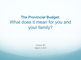 The provincial budget - University of Victoria