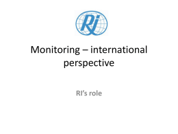 Monitoring – international perspective