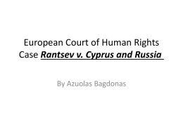 European Court of Human Rights Case Rantsev v. Cyprus and