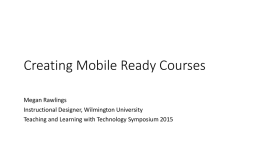 Creating Mobile Ready Courses