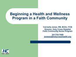 Beginning a Health and Wellness Program in a Faith Community