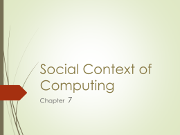 Social Context of Computing - The University of Tennessee