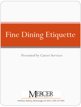 Fine Dining Etiquette - Career Services Home
