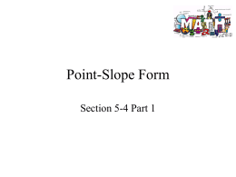 Point-Slope Form