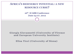 Africa’s bioenergy potential: a new resource curse? 16th