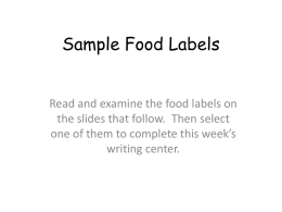 Sample Food Labels - Churchville Central School District