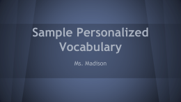 Sample Personalized Vocabulary