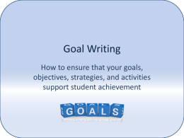 Goal Writing - Delta Schoolcraft ISD