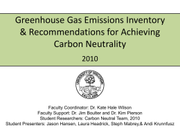 Greenhouse Gas Emissions Inventory & Recommendations for