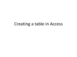 Creating a table in Access